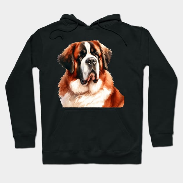 Saint Bernhardog Watercolor Painting - Beautiful Dog Hoodie by Edd Paint Something